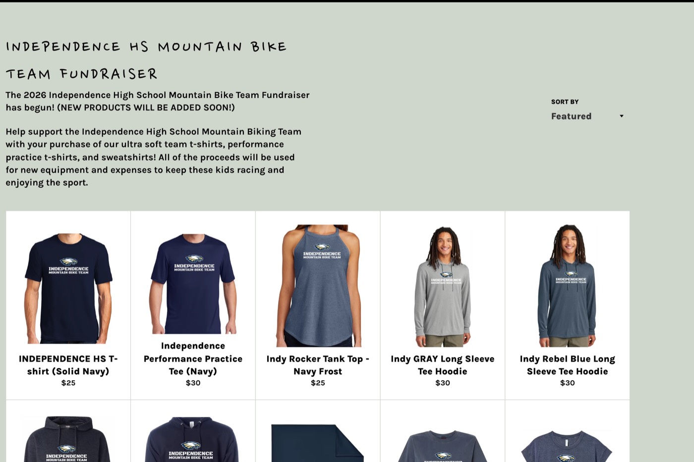 The Knobby Co fundraiser shop: Independence MTB tees, tanks, and hoodies